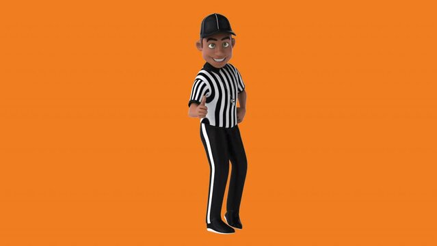 Fun 3D cartoon referee with thumbs up and down (with alpha channel included)