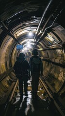 Engineers Inspecting Underground Tunnel Infrastructure