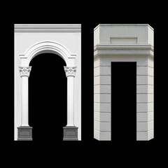 Details, elements of buildings classical architecture. Isolated on a black. Templates for art, design. - 774143986
