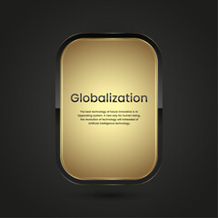 Black Luxury button infographic vector design. A gold and black icon on isolated dark gradient background, a premium Vector illustration template
