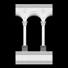 Details, elements of buildings classical architecture. Isolated on a black. Templates for art, design. - 774144706