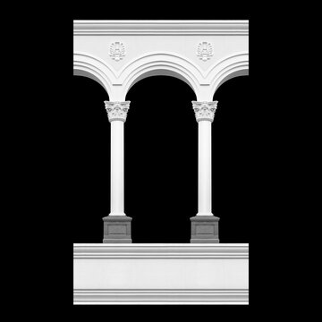 Details, elements of buildings classical architecture. Isolated on a black. Templates for art, design.