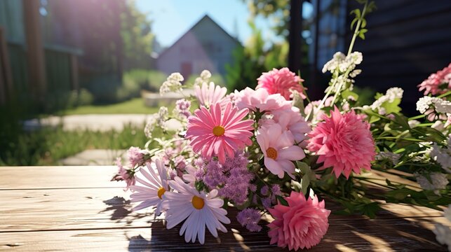 pink flowers in a garden high definition(hd) photographic creative image