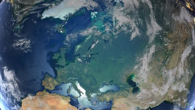 Realistic Earth Zoom In Clouds with Alpha Channel and Borderline Norway Oslo