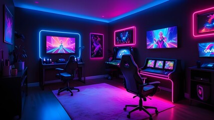 Gaming Room Spectacular Neon Lightning Edition