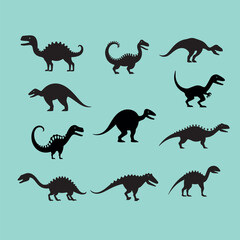 Dinosaur silhouette vector set 