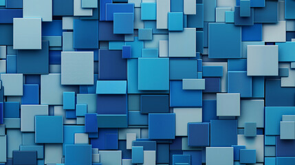 abstract blue background with 3D geometric pattern with various shades of blue squares and rectangles