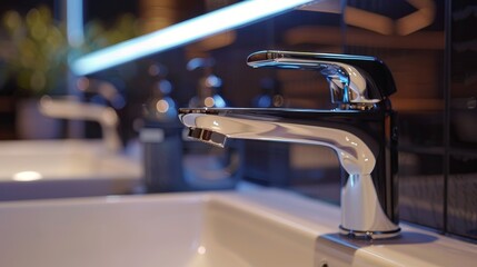 Elegant, sensor-operated faucet close-up, highlighting the modern and inspired ideas behind high-quality basin taps design
