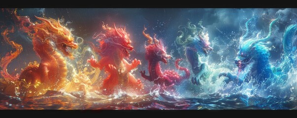 Fiery and Icy Dragon Clash