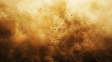 dust and smoke, desert dust in the air, close up, golden color tone, dark brown background
