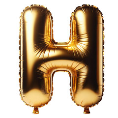 Gold Foil Balloon Letter H - High Resolution 3D Alphabet Font