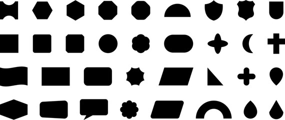 Black vector shapes. Set of geometric shapes black vector image
