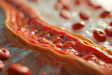 Detailed 3D model showing the barrier formed by plaque in arteries