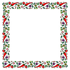 Square frame of vegetables for menu, poster, advertising