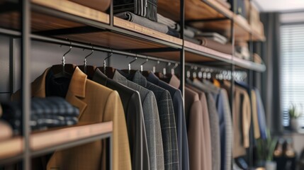 A detailed view of a custom steel clothes rack with creative shelving ideas, showcasing inspired solutions for fashion enthusiasts