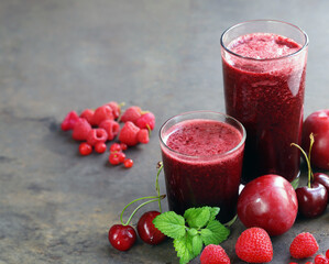 berry smoothie in a glass for healthy eating