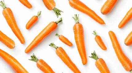 Carrot pattern meticulously arranged on a pristine white background