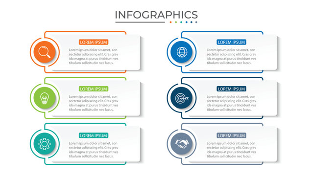 Vector infographic design template with 6 options or steps