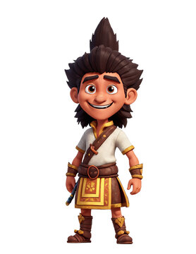 A cartoon the Samuray character with a beard and a mustache is smiling. Transparent background