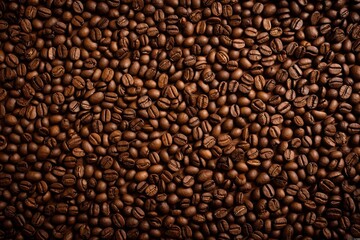 Fototapeta premium Pile of Coffee Beans, Repeating Pattern - Close Up