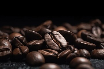 Close-up of Coffee Beans Pile with Photorealism