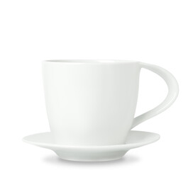White cup on saucer isolated