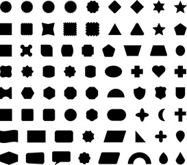 Black vector shapes. Set of geometric shapes black vector image - obrazy, fototapety, plakaty