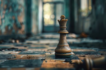 A chess piece crossing into enemy territory, metaphor for taking bold steps and leading with courage - obrazy, fototapety, plakaty