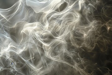 Delicate swirls of white smoke against a dark background, ethereal and dynamic.