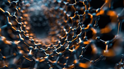 A microscopic image of a nanotube, highlighting its cylindrical shape and atomic arrangement - obrazy, fototapety, plakaty