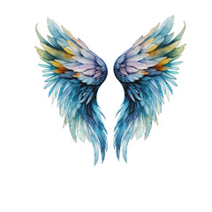 Obraz premium Watercolor angels wing Bright colors wings colorful illustration. Feather wings art tribal element