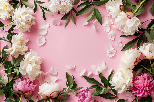 A photo frame with delicate white peonies on a pink background will create a romantic and sophisticated setting for wedding photos or invitations.