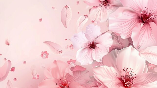 beautiful flowers light pink background.vector illustration.banner with central text area