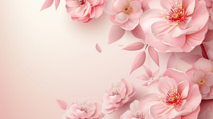 Fototapeta na wymiar beautiful flowers light pink background.vector illustration.banner with central text area