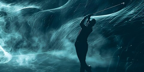 Advanced golf training system analyzes swings provides personalized coaching and enhances skills for golfers. Concept Golf Swing Analysis, Personalized Coaching, Skill Enhancement