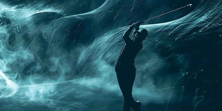 Advanced golf training system analyzes swings provides personalized coaching and enhances skills for golfers. Concept Golf Swing Analysis, Personalized Coaching, Skill Enhancement