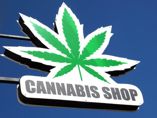 Shop sign of a legal Cannabis shop