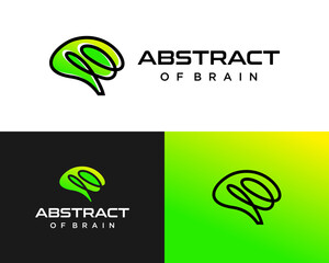 Simple clean geometric lines of abstract brain school education logo design.