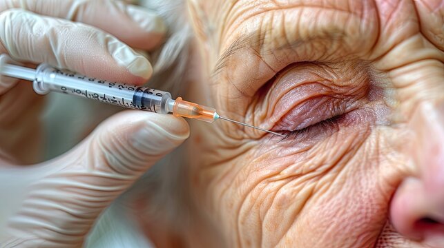 Close-up reveals the precision of a cosmetologist's hand as she administers Botox injections, targ