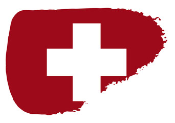 Switzerland flag with palette knife paint brush strokes grunge texture design. Grunge brush stroke effect