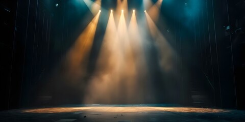 Center stage illuminated by a single spotlight, evoking a moody and isolated ambiance. Concept Spotlight, Moody Ambiance, Isolated Feel, Center Stage, Illuminated - obrazy, fototapety, plakaty