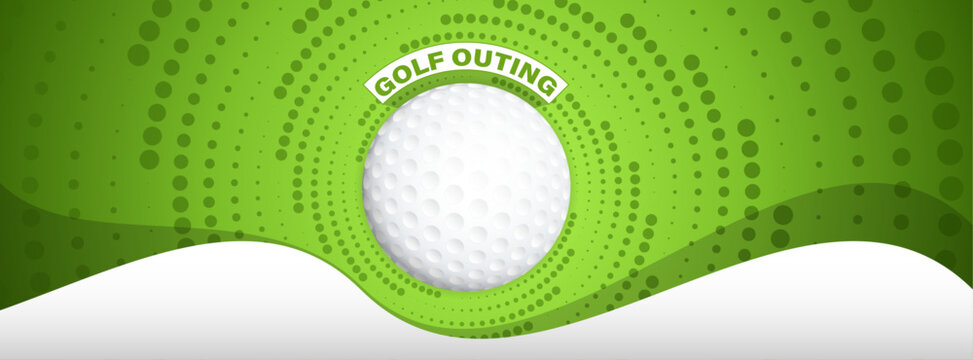 Golf outing banner with golf ball, vector illustration 