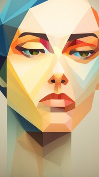 Experiment with various skin tones and textures in a digital alphabet depiction of the human face low poly