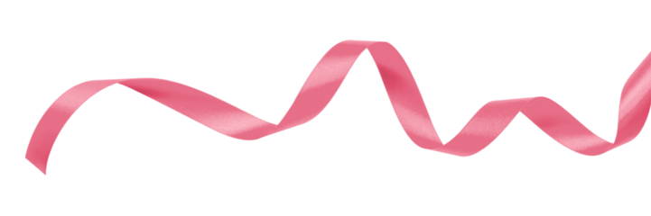 Pink ribbon satin bow curly scroll png isolated on transparent background for Valentine day, birthday and wedding anniversary card confetti design decoration