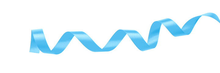 Light blue satin ribbon png isolated on transparent background, bow color curly scroll for holiday,...