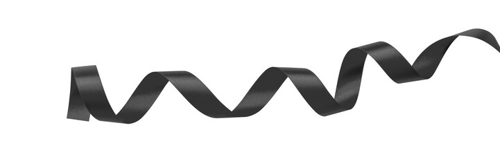 Black ribbon satin bow color curly scroll hanging png isolated on transparent background with...