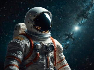 Un astronaute dans l'immensité stellaire de l'espace