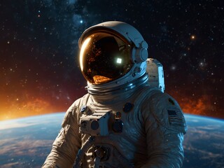 Un astronaute dans l'immensité stellaire de l'espace - obrazy, fototapety, plakaty