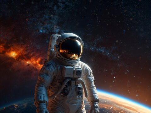 Un astronaute dans l'immensit&eacute; stellaire de l'espace