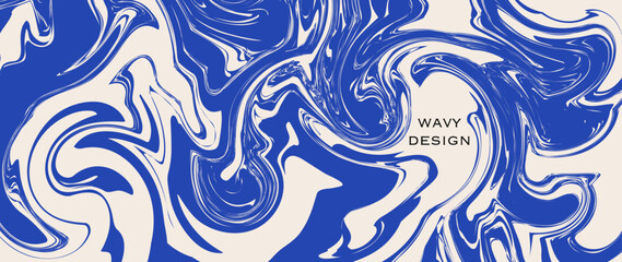 Vector flat illustration. Abstract horizontal background with waves. Trendy retro style. Ideal for textile design, screensavers, covers, cards, invitations and posters.